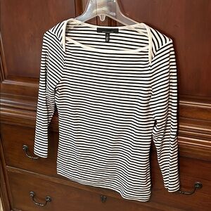 White House Black Market Striped 3/4 Sleeve Top/Size S